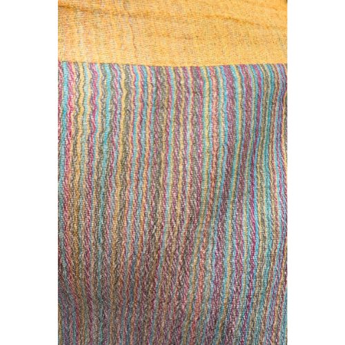 Linen–Wool Reversible Stole (marigold and multi-coloured)