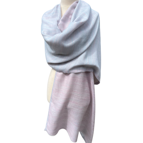 Linen-Wool Stole (pastel pink and blue)