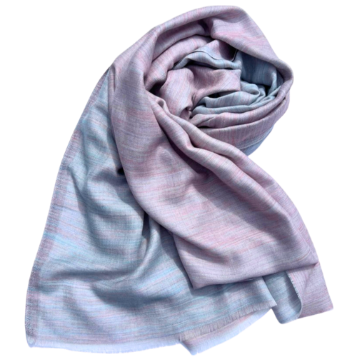 Linen-Wool Stole (pastel pink and blue)