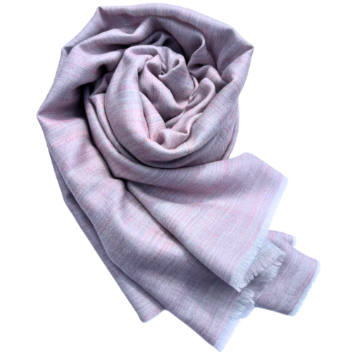 Linen-Wool Stole (pastel pink and blue)