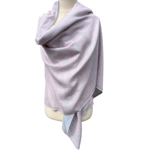 Linen-Wool Stole (pastel pink and blue)