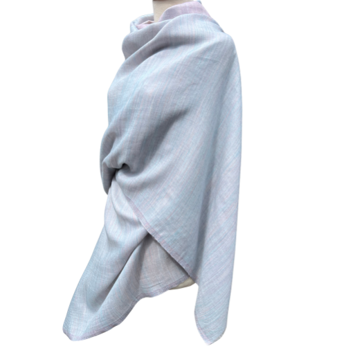 Linen-Wool Stole (pastel pink and blue)