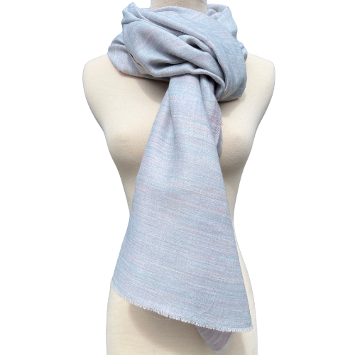 Linen-Wool Stole (pastel pink and blue)